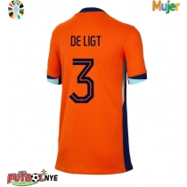 Camiseta Países Bajos Matthijs de Ligt #3 Primera Equipación para mujer Eurocopa 2024 manga corta
